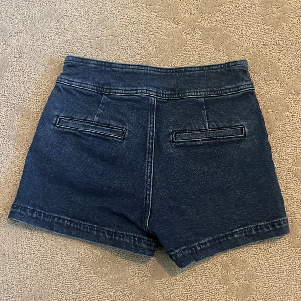 GAP Dark Blue High-Waist Jean Shorts with Front Patch Pockets - Picture 3 of 3